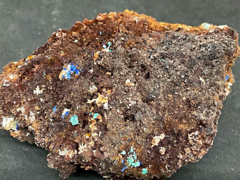 SOLD Cuprite crystals with linarite crystals on gossan, Broken Hill (stock code F10E2307)